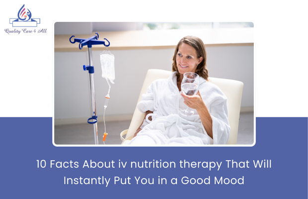 A smiling woman receiving IV nutrition therapy, looking relaxed and energized in a clinic setting.