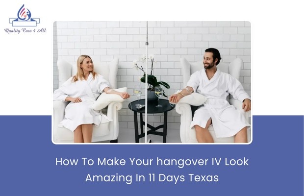 Texas-themed hangover IV drip with cowboy accessories against Austin sunrise backdrop for fast party recovery