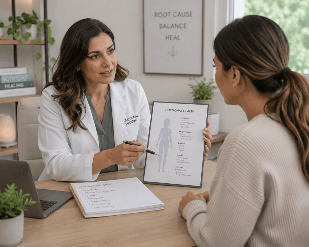 Functional medicine consultation for hormonal weight gain in Texas wellness clinic
