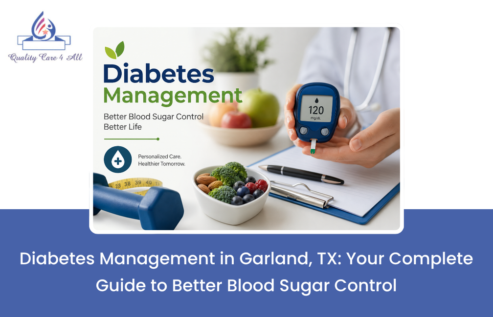 Healthcare provider discussing diabetes management with patient in Garland, Texas