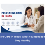 Doctor performing preventive wellness exam for adult patient in Texas clinic