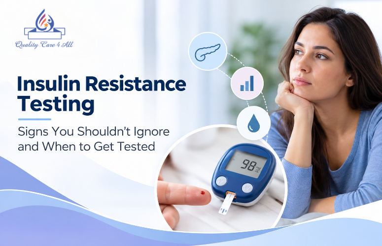 Insulin resistance testing and blood sugar evaluation with healthcare professional